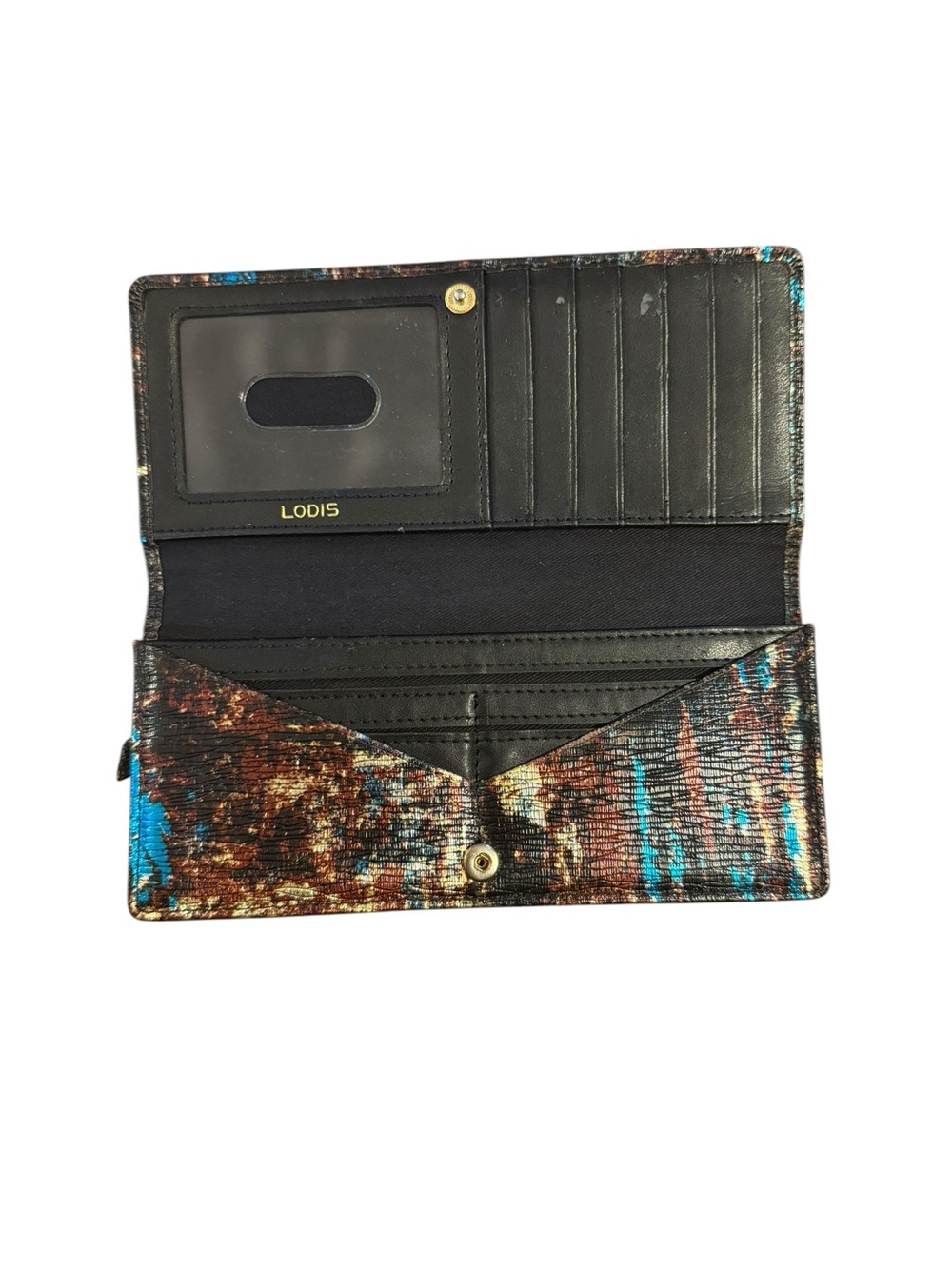 Lodis Metallic Brown with Blue Accent Leather Clutch - Picture 5 of 5